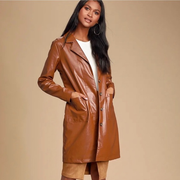 Lulus Jackets & Blazers - Lulus Four Leaf Clover Patent Vegan Leather Trench